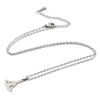 201 Stainless Steel Yoga Human Pendant Necklace with Cable Chains, Stainless Steel Color, 17.91 inch(45.5cm)