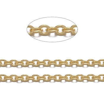 Brass Cable Chains, Soldered, with Spool, Oval, Cadmium Free & Nickel Free & Lead Free, Long-Lasting Plated, Golden, 2x1.5x0.35mm, about 32.8 Feet(10m)/roll