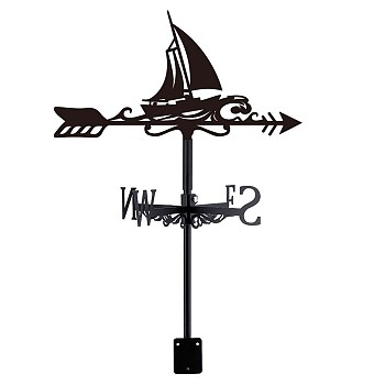 Iron Wind Direction Indicator, Weathervane for Outdoor Garden Wind Measuring Tool, Sailboat, 265x358mm