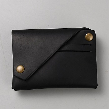 Mini Leather Coin Purse, Rectangle Credit Card Wallets with Snap Button, Black, 7.5x10.2x2.5cm