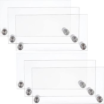 8 Sets Wall Mounted Blank Acrylic Dry Erase Boards, with 201 Stainless Steel Standoff Screws, Rectangle, Clear, 150x75x1.9mm, Hole: 8mm