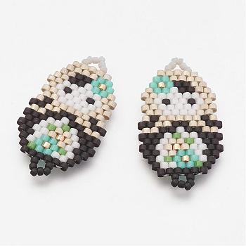 MIYUKI & TOHO Handmade Japanese Seed Beads Links, Girl Pattern, Black, 30x17x2mm, Hole: 1~2mm