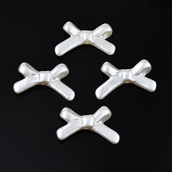 Acrylic Imitation Pearl Beads, High Luster, Bowknot, Creamy White, 20.5x32.5x6mm, Hole: 1.8mm, about 390pcs/500g