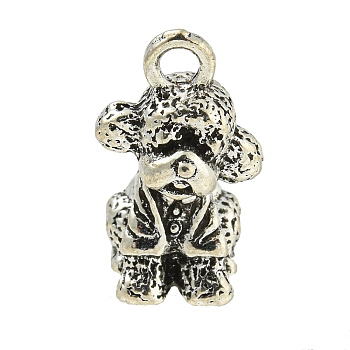 Tibetan Style Alloy Pendants, Cadmium Free & Lead Free, Antique Silver, Dog, 17.5x10.5x10.5mm, Hole: 2.5mm