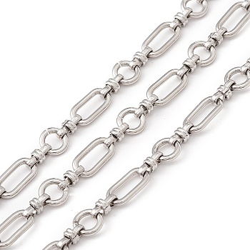 Tarnish Resistant 304 Stainless Steel Ring and Oval Link Chains, Unwelded, Stainless Steel Color, 12x8x2mm