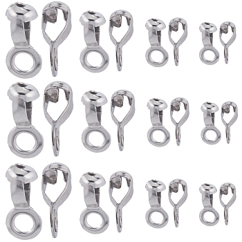 80Pcs 4 Styles 304 Stainless Steel Ball Chain Connectors, Pull Loop Connectors, Stainless Steel Color, 14~21.5x6~9.5x4~7.5mm, Hole: 3~5.1mm, 20pcs/style