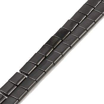 Electroplated Non-magnetic Synthetic Hematite Beads Strands, Square, 2-Hole, Gunmetal Plated, 5x5x2mm, Hole: 0.8mm, about 74pcs/strand, 15.75 inch(40cm)