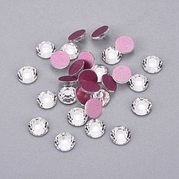Glass Rhinestone Cabochons, Grade AA, Flat Back & Faceted, Half Round, Crystal, SS20, 4.6~4.8mm, about 1440pcs/bag