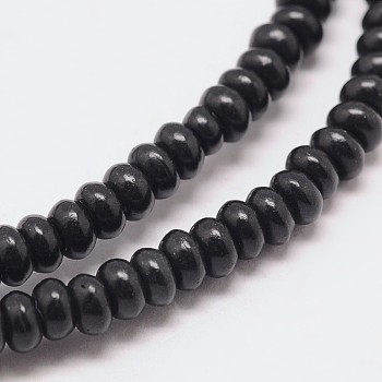Dyed Synthetical Turquoise Rondelle Bead Strand, Black, 6x4mm, Hole: 1mm, about 95pcs/srtand, 15.7 inch