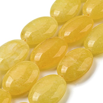 Natural Malaysia Jade Beads Strands, Dyed, Flat Oval, Gold, 18x12.5x6mm, Hole: 1.2mm, about 22pcs/strand, 15.43''(39.2cm)