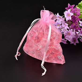LT.Pink Jewelry Packing Drawable Pouches, Organza Gift Bags, about 10cm wide, 12cm long