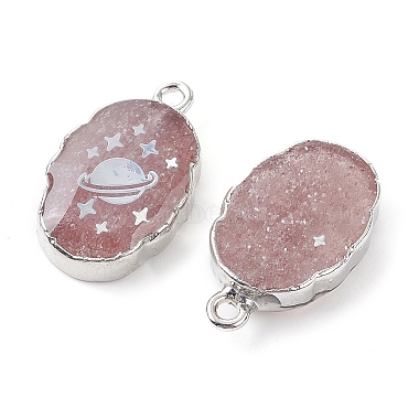 pendentifs ovales en quartz fraise naturel(G-C102-07P-04)-2