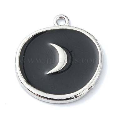 Platinum Black Moon Alloy+Enamel Pendants