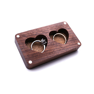 2 caja de almacenamiento de regalo con anillos de pareja de madera rectangulares con ranuras para corazones(PW-WG87182-01)-2
