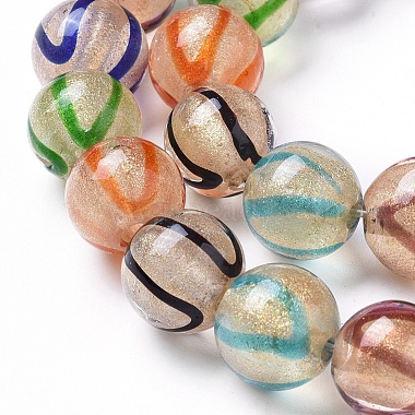 Chapelets de perles vernissées manuelles(LAMP-G140-05G)-3
