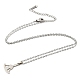 201 Stainless Steel Yoga Human Pendant Necklace with Cable Chains(NJEW-Q317-16P)-1