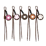 5Pcs Donut PU Leather & Polyester Rope Pendant Decorations, with Alloy Clasps, Mixed Color, 330mm(HJEW-JM04427)