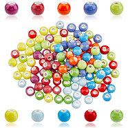 200Pcs 10 Colors Handmade Porcelain Beads, Round, Mixed Color, 8~8.5x7~8mm, Hole: 2.5~3mm, 20pcs/color(PORC-HY0001-07)
