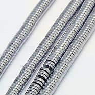 Electroplate Non-magnetic Synthetic Hematite Beads Strands, Heishi Beads, Flat Round/Disc, Grade A, Platinum Plated, 2x1mm, Hole: 1mm, about 400pcs/strand, 16 inch(G-J164A-2mm-04)