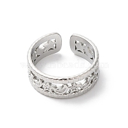 304 Stainless Steel Moon & Star Open Cuff Ring for Women, Stainless Steel Color, US Size 6(16.5mm)(RJEW-K245-46P)