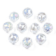 Electroplate Transparent Glass Beads Strands, Half Drilled, AB Color Plated, Round, Clear AB, 13x12.5mm, Hole: 2.5mm(EGLA-N006-030-A01)
