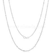 Rhodium Plated 925 Sterling Silver Thin Dainty Link Chain Necklace for Women Men, Platinum, 23.62 inch(60cm)(JN1096B-05)