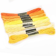 8 Skeins 8 Colors Gradient Color 6-Ply Cotton Embroidery Floss, Cross-stitch Threads, for DIY Sewing, Yellow, 1.2mm, about 8.20 Yards(7.5m)/skein, 1 skein/color(PW-WG66837-04)