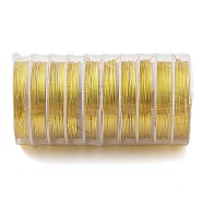 10 Rolls Round Copper Wire, Long-Lasting Plated, Golden, 20 Gauge, 0.8mm, 2.5m/roll(CWIR-C003-01F-G)