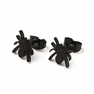 Halloween Spider 304 Stainless Steel Stud Earrings for Women, Electrophoresis Black, 9x8mm, Pin: 0.7mm(X-EJEW-B019-01EB)