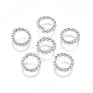 304 Stainless Steel Twisted Jump Rings, Open Jump Rings, Round Ring, Stainless Steel Color, 18 Gauge, 7x1mm, Inner Diameter: 5mm(X-STAS-G225-12P-02)