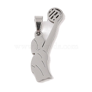 201 Stainless Steel Pendants, Stainless Steel Color, Sport Theme, Basketball, 30.5x11x1.5mm, Hole: 4x7mm(STAS-A094-05D-P)