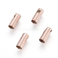 Ion Plating(IP) 304 Stainless Steel Cord Ends, End Caps, Column, Rose Gold, 7.5x3mm, Hole: 1.2mm, Inner Diameter:2.5mm(STAS-K190-01D-RG)