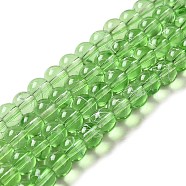 Drawbench Transparent Glass Beads Strands, Spray Painted, Round, Lime Green, 6mm, Hole: 1.3~1.6mm, 31.4 inch(GLAD-Q012-6mm-05)