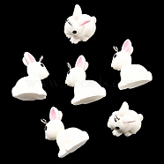 Opaque Resin Pendants, 3D Rabbit Charms with Platinum Tone Iron Loops, Linen, 24.5x13x19mm, Hole: 2mm(RESI-XCP0001-98)