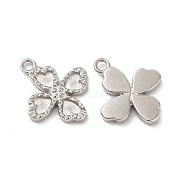 304 Stainless Steel Pendants, Clover Charm, Stainless Steel Color, 16.5x14x2mm, Hole: 1.6mm(STAS-F284-03P)