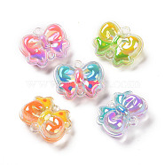 Transparent UV Plating Acrylic Connector Charms, with Enamel, Butterfly, Mixed Color, 29x34x15.5mm, Hole: 3mm(OACR-K004-03)