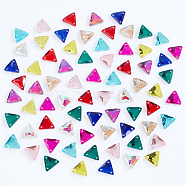 100Pcs 10 Colors Triangle Shape Sew on Rhinestone, Glass Rhinestone, Garments Accessories, Multi-Strand Links, Flat Back & Back Plated, Mixed Color, 12x13.5x4.5mm, Hole: 0.9mm, 10pcs/color(GLAA-GA0001-59)