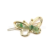 Natural Gemstone & Alloy Alligator Hair Clips, Hair Accessories for Women and Girls, Butterfly, 65x30mm(PW-WG15709-05)
