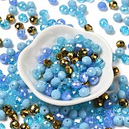 Glass Beads, Faceted, Rondelle, Pale Turquoise, 8x6mm, Hole: 1mm, about 145pcs/60g(EGLA-A034-SM8mm-15)