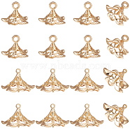 20Pcs 2 Size Brass Peg Bails Pendants, Cup Peg Bails, For Half Drilled Beads, Flower, Real 18K Gold Plated, 11x14~15.5x13~15mm, Hole: 0.8~1.5mm, Pin: 0.7~1mm, 10Pcs/size(KK-BBC0009-02)