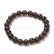 Natural Black Obsidian Beaded Stretch Bracelets, Round, Inner Diameter: 2 inch(5.1cm)(BJEW-K228-01)