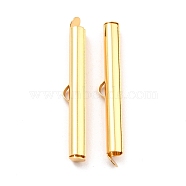 304 Stainless Steel Slide On End Clasp Tubes, Slider End Caps, Real 18K Gold Plated, 35x6x4mm, Hole: 3.5mm, Inner Diameter: 3mm(STAS-C044-08E-G)