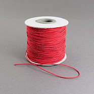 Round Elastic Cord, with Nylon Outside and Rubber Inside, Red, 1mm, about 109.36 yards(100m)/roll(EC-R001-1mm-019A)