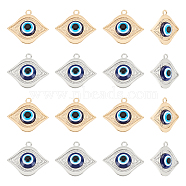 ARRICRAFT 20Pcs 2 Colors Acrylic Pendants, with Alloy Findings, for DIY Accessories, Evil Eye, Platinum & Light Gold, 28x31.5x6mm, Hole: 2.5mm, 10pc/color(FIND-AR0002-36)