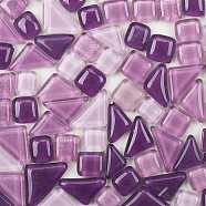 Transparent Glass Cabochons, Mosaic Tiles, for Home Decoration or DIY Crafts, Square & Triangle, Purple, 11.5x20x4mm Square: 10x10x5mm, 13.5x13.5x5mm, 120pcs/bag(GLAA-WH0025-19R)