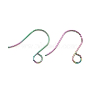 Ion Plating(IP) 316 Stainless Steel French Earring Hooks, Flat Earring Hooks, Ear Wire, with Horizontal Loop, Rainbow Color, 25x1mm, 18 Gauge, Hole: 4.5mm, Pin: 0.8mm(JX138RC)