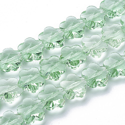 Transparent Glass Beads, Faceted, Plum Blossom, Pale Green, 13x13.5x8.5mm, Hole: 1mm(GLAA-Q066-14mm-C10)