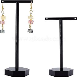 2 Sets 2 Style T-Shape Acrylic Jewelry Display Rack, Jewelry Stand, For Hanging Earrings, Black, 4x5x11.1~14.1cm, 1 set/style(AJEW-FG0001-63B)