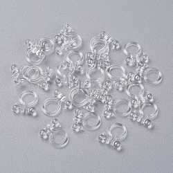 Plastic Clip-on Earring Findings, with Loop, for Non-Pierced Ears, Clear, 11x10x3mm, Hole: 1mm(KY-K012-05)
