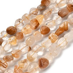 Natural Quartz Beads Strands, Nuggets, Tumbled Stone, 7~13x4.5~10x4.5~10mm, Hole: 1.2mm, about 44~46pcs/strand, 15.08''~16.14''(38.3~41cm)(G-P497-01E-57)